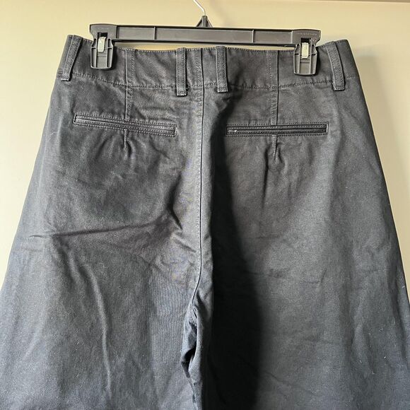 Uniqlo U Pants Women 8 Black Cotton Wide Leg High Rise Chino Casual Wear Classic - Picture 6 of 16